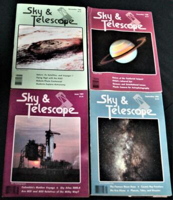 LOT OF 4 SKY AND TELESCOPE MAGAZINES 1980 & 1981 AMATEUR ASTRONOMY HOBBY NEWS