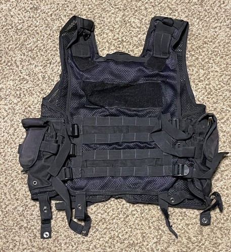 Tatical Vest Black Adjustable Back Good Used - Picture 6 of 9