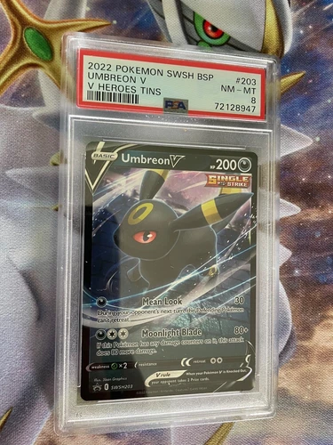 Pokemon Sword & Shield SWSH203 Black Star V Heroes Tin Umbreon V PSA 8 MINT