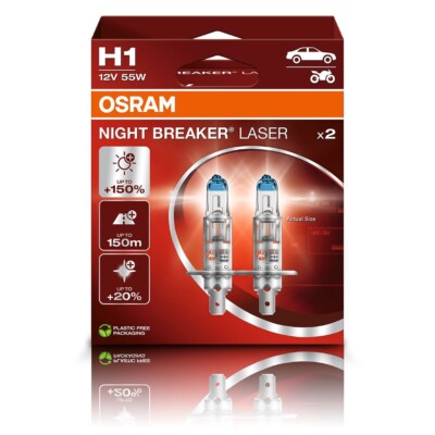 OSRAM NIGHT BREAKER  LASER H1 NEXT GENERATION HALOGEN SCHEINWERFERLAMPE 12V