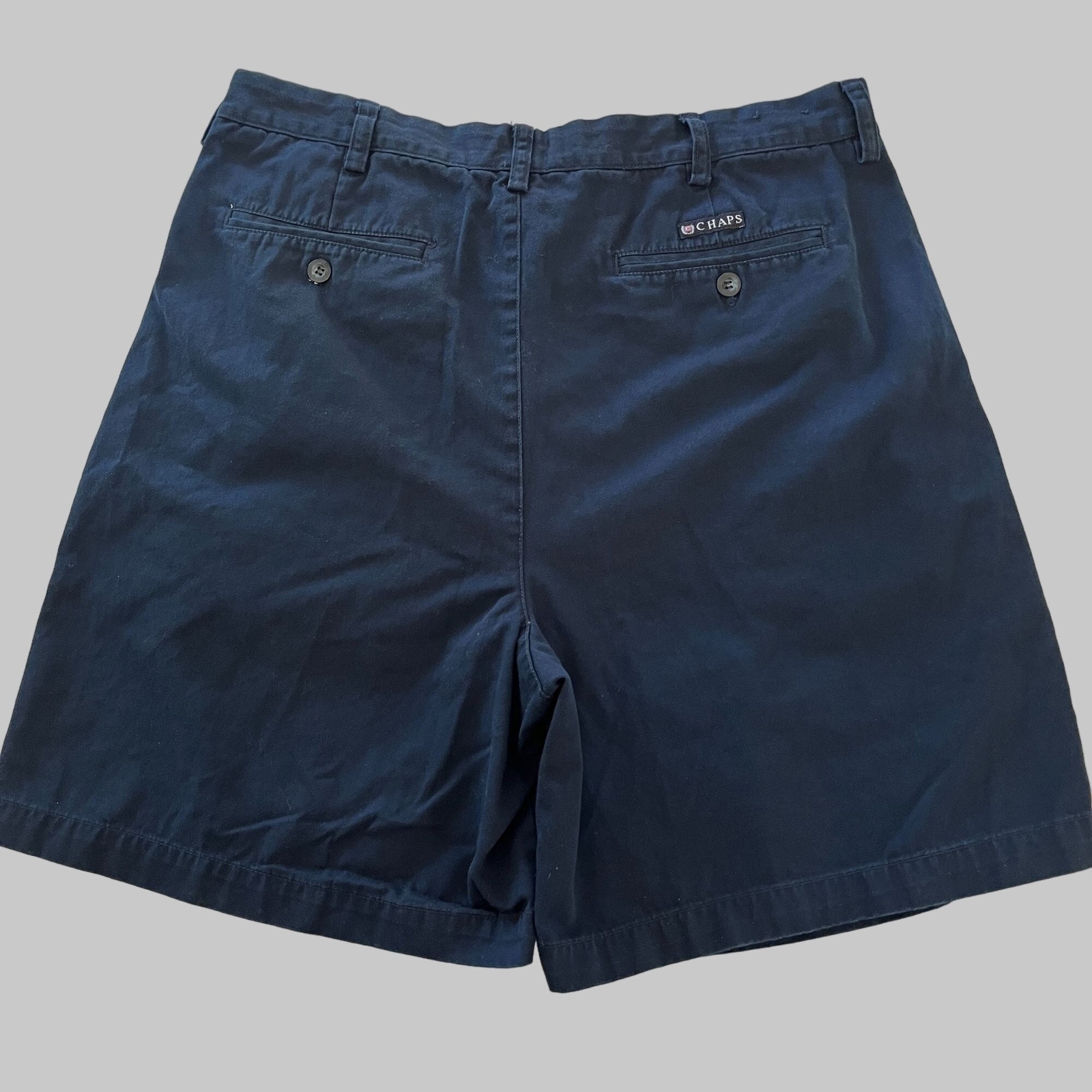 Chaps Stretch Cargo Shorts Mens 36 Navy Blue Cotton Pleated Slash Pockets eBay