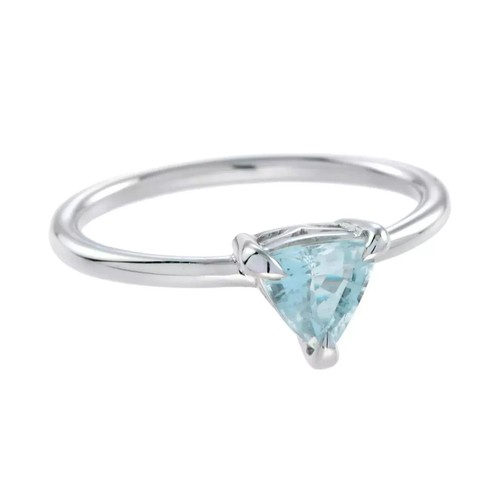2Ct Trillion Cut Lab Created Aquamarine Diamond Women Ring 14K White Gold Finish - Picture 5 of 13