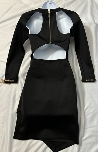 Black Dress RACHEL Rachel Roy Women's Long Sleeve Cut Out Back (size 0) - Picture 6 of 10