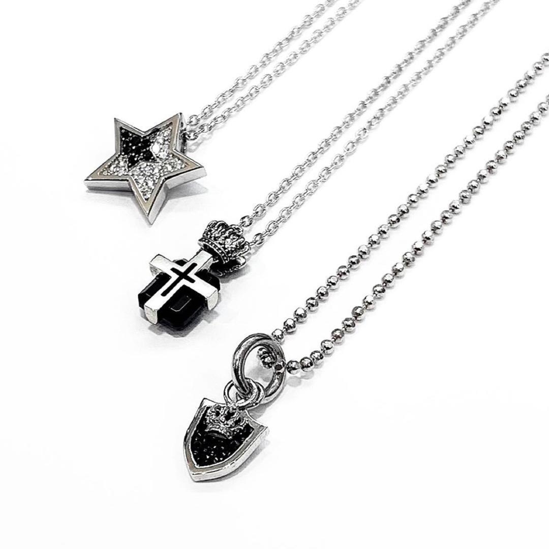 Justin Davis Shield Dog Tag Necklace SNJ163 Black Cz Stones Justin Davis Shield Dog Tag Necklace SNJ163 Black Cz Stones