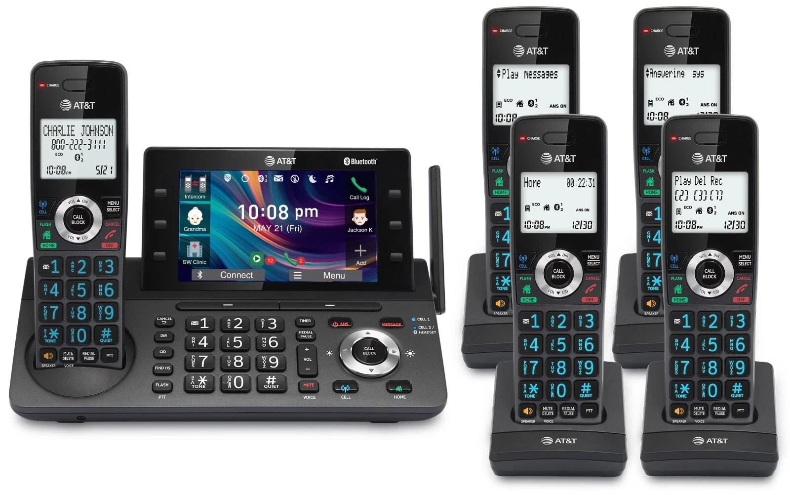 AT&T 5-Handset DECT 6.0 Cordless Home and Business Phone with Answering Machine