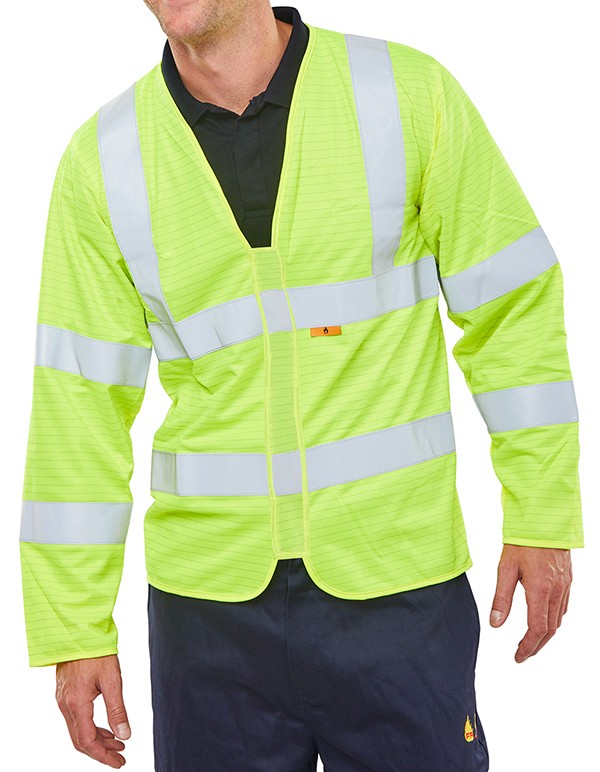 Beeswift Fire Retardant Hi-Vis Jerkin Saturn Yellow Size 4XL