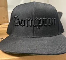 BOMPTON HAT - BLACK ON BLACK - OFFICIAL 4HUNNID - COMPTON HAT - YG - BRAZY 
