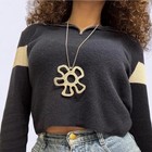 Abstract Silver Flower Statement Necklace & Earrings Set — photo 2