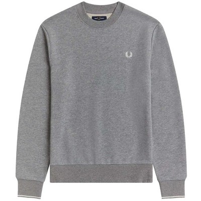 FRED PERRY CREW NECK SWEATSHIRT M7535 420 STEEL MARL NEW WITH TAGS