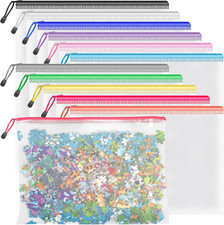 Mesh Zipper Pouch Puzzle Bags, 13.0X9.0 in (12 Colors, 12 Packs), Letter Size A4