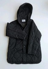 Zara Kids Boys Black Hooded Onion Quilted Jacket Button Up Size 10