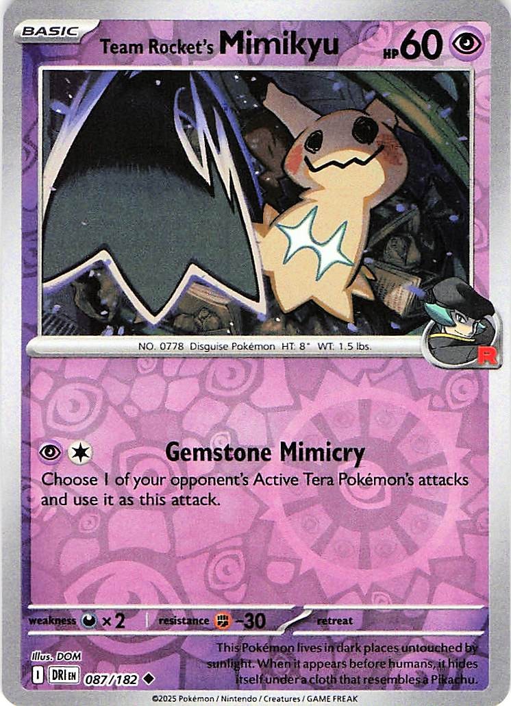 Team Rocket's Mimikyu 087/182 - REVERSE HOLO - SV10: Destined Rivals - NM