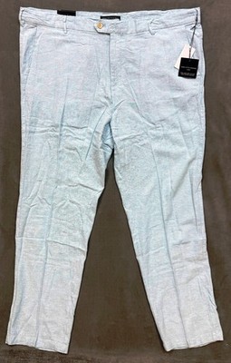 NWT SAKS FIFTH AVENUE SKY BLUE LINEN BLEND PANTS SZ 40
