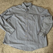 Ralph Lauren Shirt Men's XL Blue Plaid Button Down Long Sleeve Classic Fit