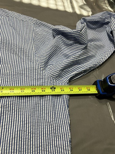 Brooks Brothers Regent Shirt Mens 2XL Blue Stripe Seersucker Button Flip Cuff - Picture 6 of 8