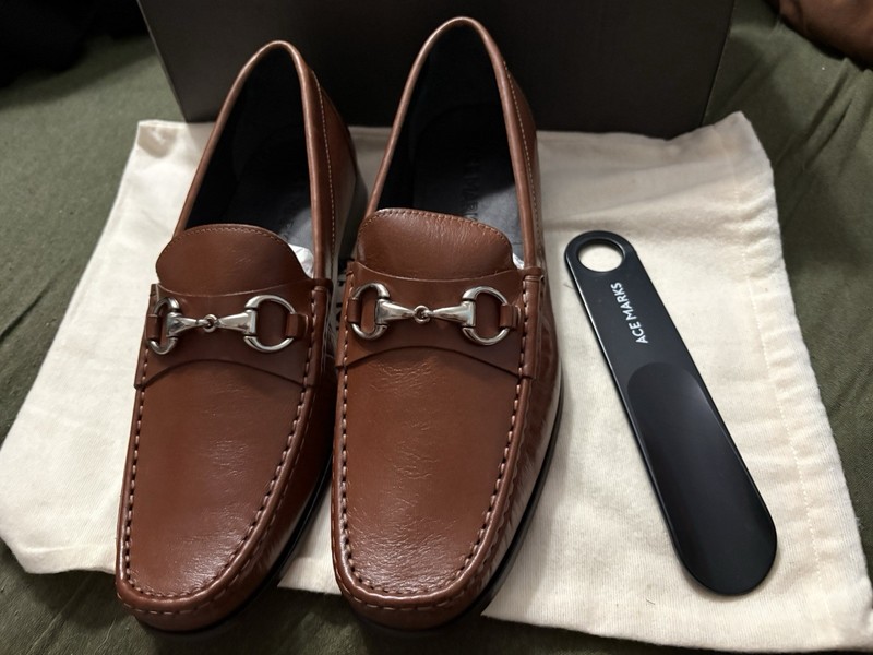 NEW, ACE MARKS Berto Horse Bit Loafers With Box and Bag size 9 1/2 M