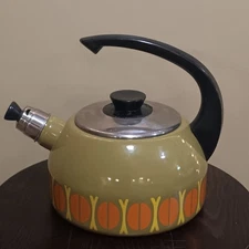 Austria Email Enamel Whistling Tea Kettle Retro Vintage