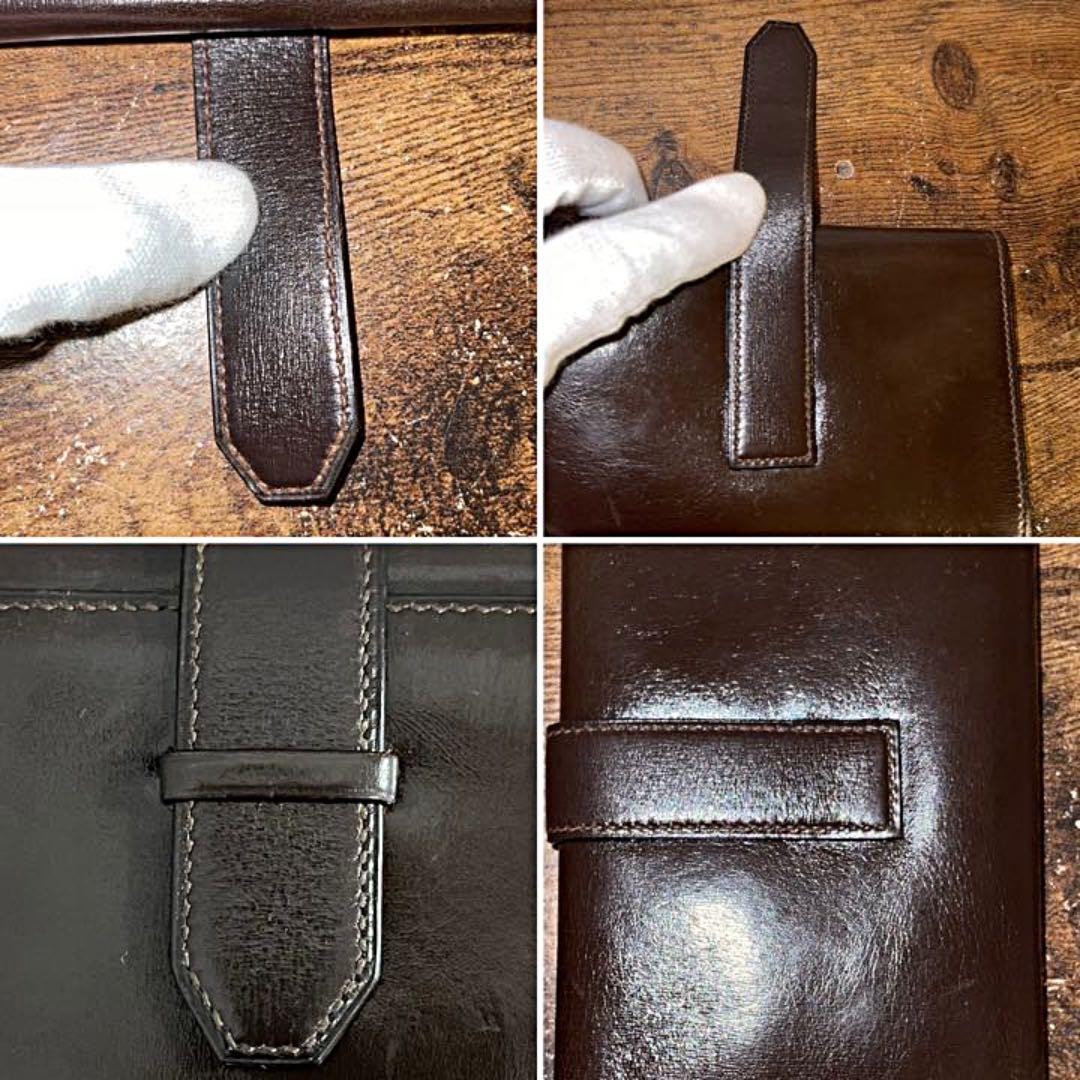 Hermes Vintage Jura Box Calf Wallet Dark Brown Leather Long Compact image 5