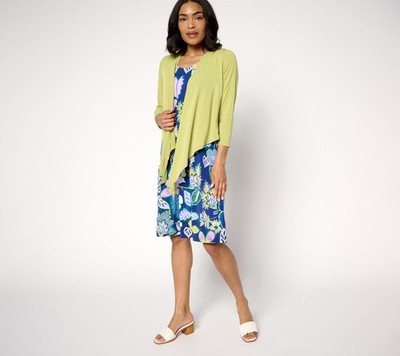 Susan Graver Women's Plus Sz Dress 3X Passport Liquid Knit Multi-colored A692196