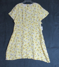 Old Navy Dress Womens XXL Yellow Floral Short Sleeve Cottagecore Country NWT