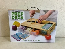 Eco+Chef Meal Prep Station Set 4-in-1 Bamboo Cutting Board with Drawers & Slicer