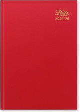 Letts of London Standard A5 academic 2025/2026 week to view diary - Red 26-TA3X