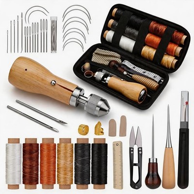 Sewing Awl Kit, Portable Tool Stitching Leather Sewing Thread, Waxed Thread K...