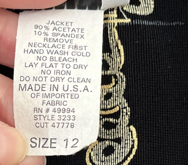 Chaqueta Top Mujer R&M Richards Negra Geométrica 12 Manga Larga Frente Abierto Pullover Foto 4 de 4