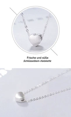 Damen Halskette Silber 925 mit Herz Anhänger gebürstetem Sterlingsilber (925) - Bild 1 von 4