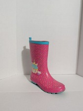 Wonder Nation Girls Pink Rubber Rain Boots Size 2/3 Unicorn Cupcake Pull On