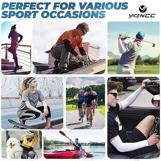 4 Pairs Arm Sleeves, Cooling UV Sun Protection Sports Compression Sleeves for Me - Image 3 of 4