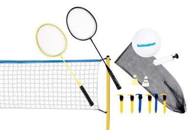 20tlg. SCATCH Volleyball- & Badminton Set 310x168cm Badmintonnetz Volleyballnetz