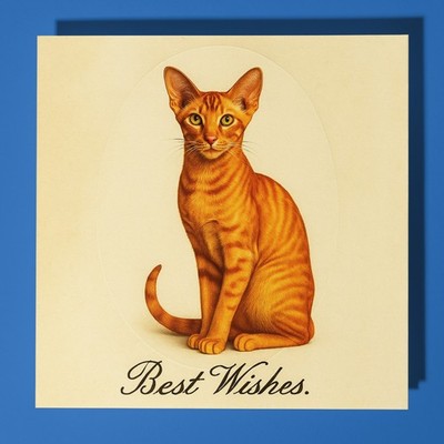 Orange Orientalische Katze - Beste Wünsche Happy Birthday Karte Umschlag personalisierte Karte