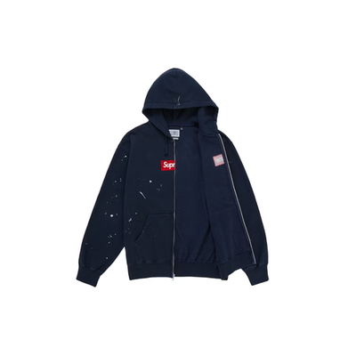 Supreme MM6 Maison Margiela Box Logo Zip Up Hooded Sweatshirt Navy