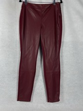 White House Black Market Pants Women  s 8 Red Leggings Faux Leather Ponte New
