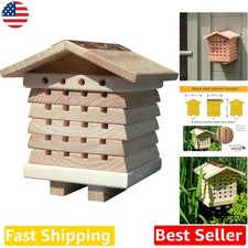 Image of Interactive Wooden Bee House for Solitary Bees - Educational Garden Habitat