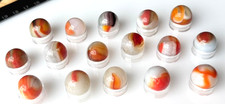 16 VTG Glass Marbles Swirls Red-Orange Carmel Purple 1 w/Bubbles .58"-62" Lot 23