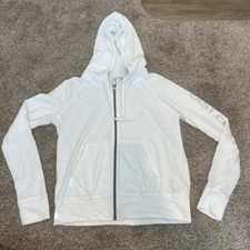 Standard James Perse Women s Full Zip Hoodie Hooded White USA Size 2 Has Stains