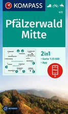 KOMPASS Wanderkarte 472 Pfälzerwald Mitte 1:25.000 2in1 Wanderkarte inklusive...