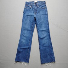 Madewell Cali Demi-Boot Jeans Size 25 Blue High Rise Raw Hem Stretch Denim