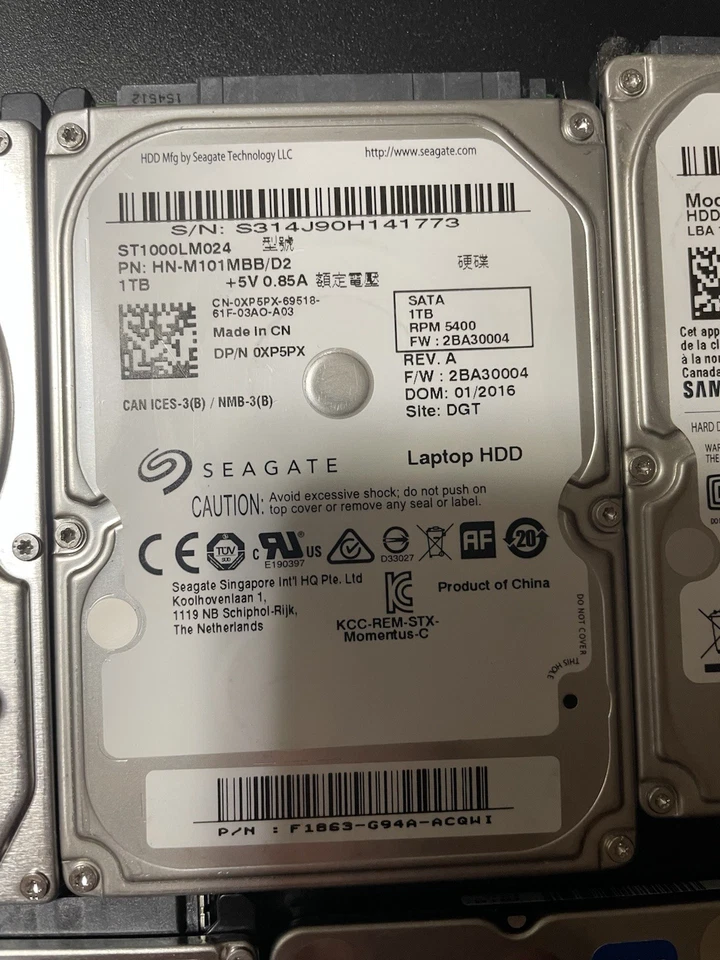 Lote de 5 Toshiba, Seagate, WD 1TB, Internos, 5400/7200 RPM. Disco duro de 2,5" Foto 3 de 4