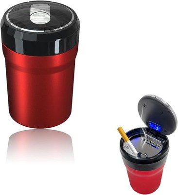Car Ashtray, Portable Smokeless Cylinder Cup Holder Ash  Size: LargeColor: Red