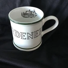 NATIONAL TRUST 'HEAD GARDENER' CERAMIC MUG WHITE & GREEN DORN WILLIAMS DESIGN