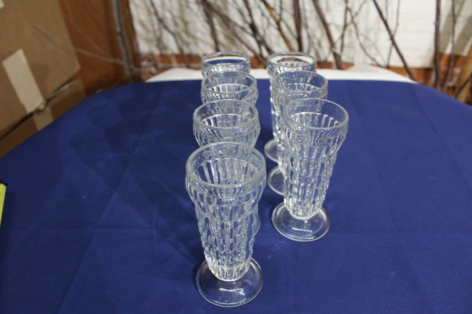 Vintage Set of 7 Jeannette Glass Co. PARFAIT / JUICE GLASSES - Ripple Design