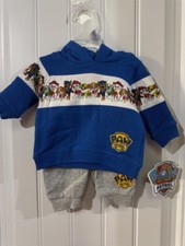 Paw Patrol Boys Jogger Sweatpants  Hooded Sweatshirt NWT Blue Gray NB 0-3 3-6