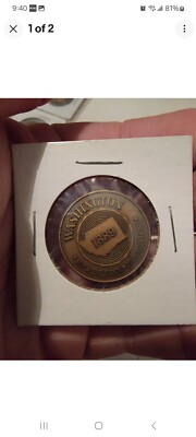 Vintage Continental Airlines Coin Medallion 42nd State 1889 Washington Rare