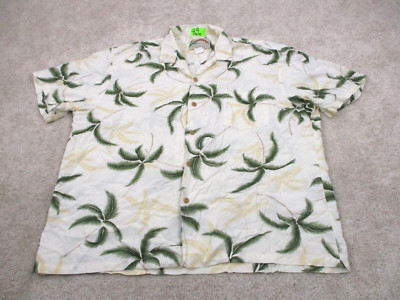 Paradise Found Shirt Men XL White Floral Graphic Print Hawaiian Casual Button Up