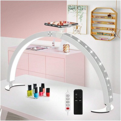 Half Moon Nail Lamp 29'' 40W Wire Ctrl/Remote 7-Color 10-Brightness Beauty