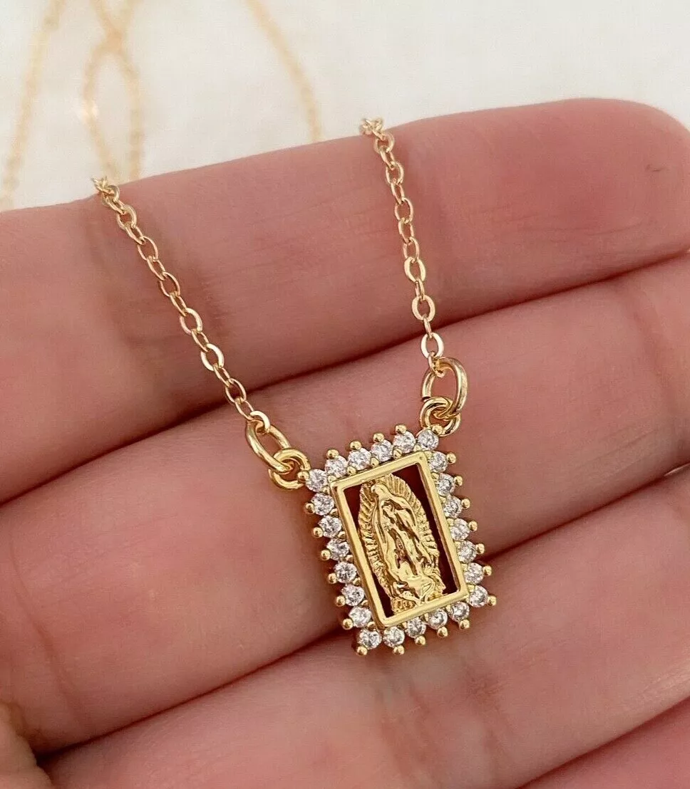 Our Lady of Guadalupe Gold Necklace. Gold Filled. Virgen De