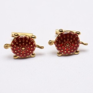 Authentic 92.5 Sterling Silver Tortoise Red Enamel Gold Plated Wedding Birthday Cufflinks